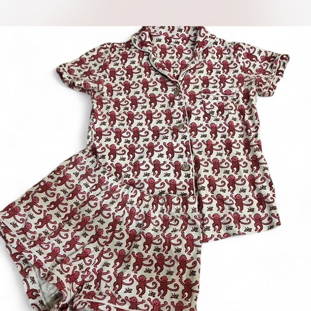 Roller Rabbit Pajama Set - Pink and White Monkey Print